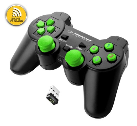EGG108G Gamepad bezprzewodowy PC/PS3 USB Gladiator czarno-zielony EGG108G Gamepad bezprzewodowy PC/PS3 USB Gladiator czarno-zielony