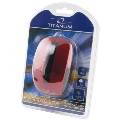 TM108R Mysz przewodowa 3D optyczna USB Barracuda czerwona Titanum TM108R Mysz przewodowa 3D optyczna USB Barracuda czerwona Titanum