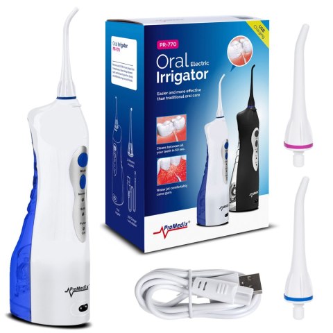Irygator bezprzewodowy Promedix, dentystyczny, stomatologiczny do zębów, zapasowe końcówki, kolor biały, PR-770 W Irygator bezprzewodowy Promedix, dentystyczny, stomatologiczny do zębów, zapasowe końcówki, kolor biały, PR-770 W