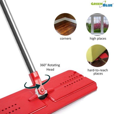 Mop płaski z wiadrem i wyciskaczem GreenBlue, dwa wkłady microfibra HQ, pojemność 8L, MaxiClean GB850 Mop płaski z wiadrem i wyciskaczem GreenBlue, dwa wkłady microfibra HQ, pojemność 8L, MaxiClean GB850