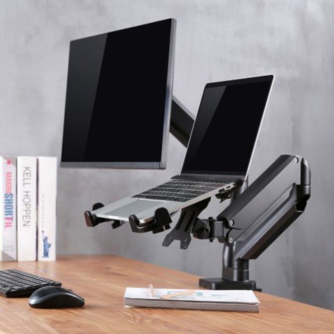 Regulowany uchwyt do laptopa kompatybilny z uchwytami biurkowymi Maclean, do pracy stojąco siedzącej, 11"-17", MC-836 Regulowany uchwyt do laptopa kompatybilny z uchwytami biurkowymi Maclean, do pracy stojąco siedzącej, 11"-17", MC-836