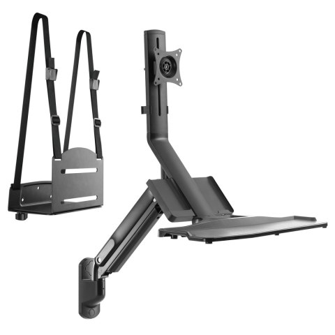 Uchwyt ścienny do monitora i klawiatury Maclean, ze sprężyną gazową i uchwytem na komputer CPU, 17"-32", 9 kg, MC-838 Uchwyt ścienny do monitora i klawiatury Maclean, ze sprężyną gazową i uchwytem na komputer CPU, 17"-32", 9 kg, MC-838