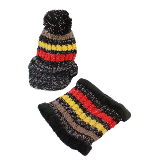 BQ52G Komplet damski czapka i szal black BQ52G Komplet damski czapka i szal black