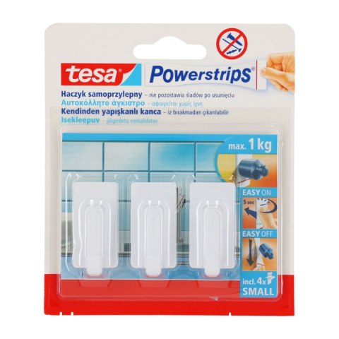 Haczyki samoprzylep.powerstrips 3 szt.prostokąt.małe,białe Haczyki samoprzylep.powerstrips 3 szt.prostokąt.małe,białe