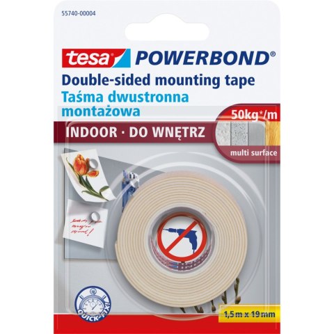 Taśma montażowa powerbond do wnętrz 1,5m:19mm (do 4.2kg na 10cm) Taśma montażowa powerbond do wnętrz 1,5m:19mm (do 4.2kg na 10cm)