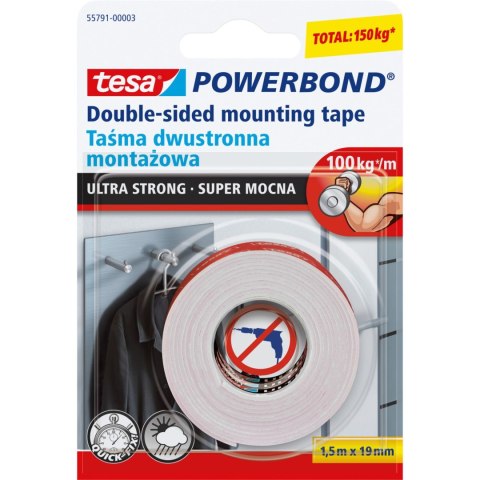 Taśma montażowa powerbond wew.zew.1,5m:19mm (s.moc.do 10kg na 10cm) Taśma montażowa powerbond wew.zew.1,5m:19mm (s.moc.do 10kg na 10cm)