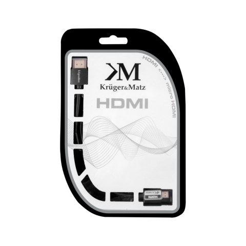 Kabel HDMI - micro HDMI wtyk-wtyk (A-D) 1.8m Kruger&Matz Kabel HDMI - micro HDMI wtyk-wtyk (A-D) 1.8m Kruger&Matz