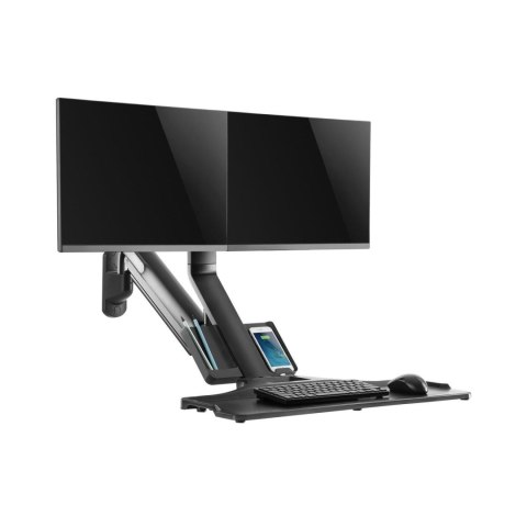 Uchwyt ścienny na dwa monitory i klawiaturę Maclean, sprężyna gazowa z uchwytem na komputer, do monitorów 17 "~ 27", MC-633 do p Uchwyt ścienny na dwa monitory i klawiaturę Maclean, sprężyna gazowa z uchwytem na komputer, do monitorów 17 "~ 27", MC-633 do p