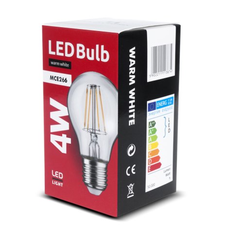 Żarówka Maclean, Filamentowa LED E27, 4W, 230V, WW ciepła biała 3000K, 470lm, Retro edison ozdobna A60, MCE266 Żarówka Maclean, Filamentowa LED E27, 4W, 230V, WW ciepła biała 3000K, 470lm, Retro edison ozdobna A60, MCE266