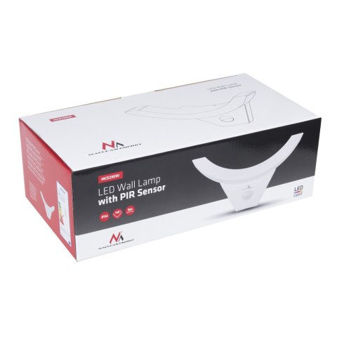 Lampa LED z czujnikiem ruchu Maclean, czujnik PIR, Kolor biały, 10W, IP54, 800lm, MCE290 W Lampa LED z czujnikiem ruchu Maclean, czujnik PIR, Kolor biały, 10W, IP54, 800lm, MCE290 W