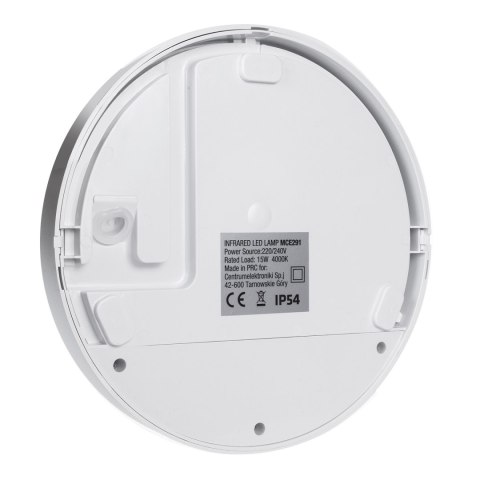 Lampa LED z czujnikiem ruchu Maclean , czujnik PIR, kolor biały, 15W, IP54, 1100lm,barwa neutralna, MCE291 W Lampa LED z czujnikiem ruchu Maclean , czujnik PIR, kolor biały, 15W, IP54, 1100lm,barwa neutralna, MCE291 W