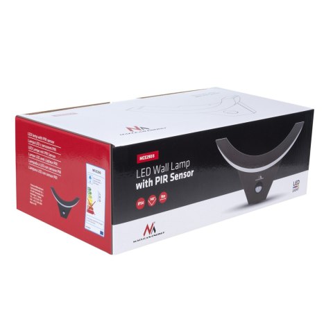 Lampa LED z czujnikiem ruchu Maclean, czujnik ruchu na podczerwień, kolor czarny, 10W, IP54, 800lm, MCE290 B Lampa LED z czujnikiem ruchu Maclean, czujnik ruchu na podczerwień, kolor czarny, 10W, IP54, 800lm, MCE290 B