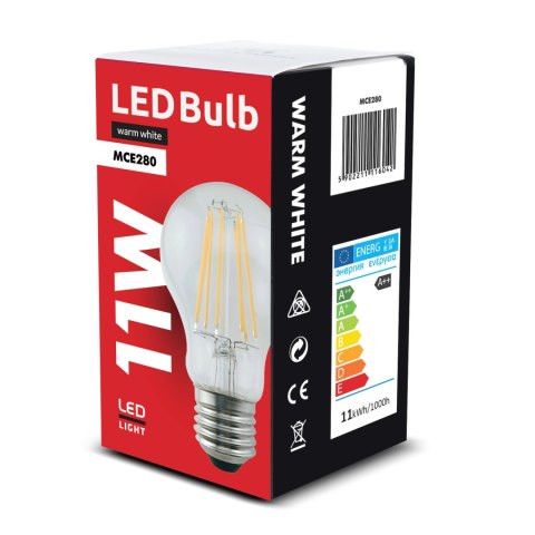 Żarówka filamentowa LED Maclean, E27, 11W, 230V, WW ciepła biała 3000K, 1500lm Retro edison ozdobna A60, MCE280 Żarówka filamentowa LED Maclean, E27, 11W, 230V, WW ciepła biała 3000K, 1500lm Retro edison ozdobna A60, MCE280