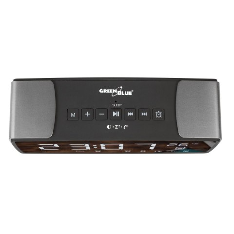 Radiobudzik bluetooth GreenBlue, FM, aux-in, 6W, temperatura, alarm, zegar, akumulator 2200mAh, GB200 Radiobudzik bluetooth GreenBlue, FM, aux-in, 6W, temperatura, alarm, zegar, akumulator 2200mAh, GB200