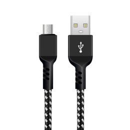 Kabel microUSB Maclean, wspierający Fast Charge 2.4A, przesył danych, 5V/2.4A, czarny, dł. 1m, MCE473