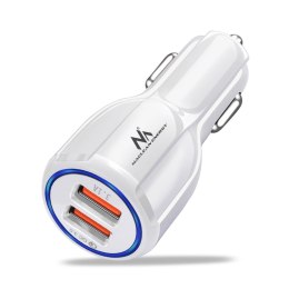 Ładowarka samochodowa Maclean, Qualcomm Quick Charge, QC 3.0 - 5V/3A, 9V/1.8A, 12V/1.6A, Gniazdo 5V/3.1A, Biała, MCE478 W