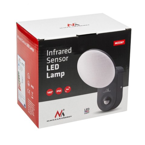 Lampa LED z czujnikiem PIR Maclean, ścienna, z czujnikiem PIR, PC+ALU, 15W, 1100lm, IP65, Neutral White 4000K, szara, MCE367 Lampa LED z czujnikiem PIR Maclean, ścienna, z czujnikiem PIR, PC+ALU, 15W, 1100lm, IP65, Neutral White 4000K, szara, MCE367