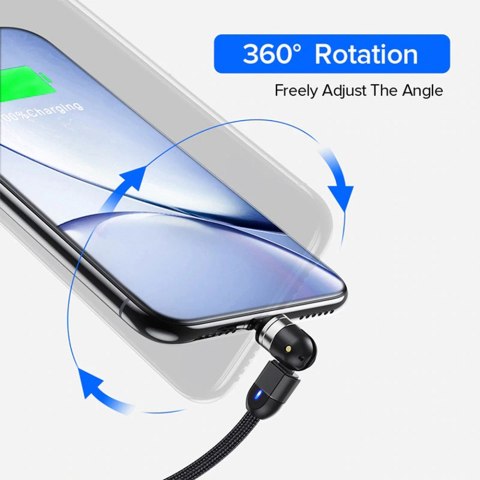 Magnetyczny kabel Maclean, Kątowy, Wspiera Fast Charging, USB C 3w1, 9V/2A, 5V/3A, Nylonowy oplot w kolorze czarnym, 2m, MCE47 Magnetyczny kabel Maclean, Kątowy, Wspiera Fast Charging, USB C 3w1, 9V/2A, 5V/3A, Nylonowy oplot w kolorze czarnym, 2m, MCE47