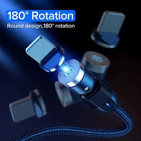 Magnetyczny kabel Maclean, Kątowy, Wspiera Fast Charging, USB C 3w1, 9V/2A, 5V/3A, Nylonowy oplot w kolorze czarnym, 2m, MCE47 Magnetyczny kabel Maclean, Kątowy, Wspiera Fast Charging, USB C 3w1, 9V/2A, 5V/3A, Nylonowy oplot w kolorze czarnym, 2m, MCE47
