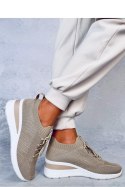 Buty sportowe na koturnie LEAKES KHAKI - Inello Inello