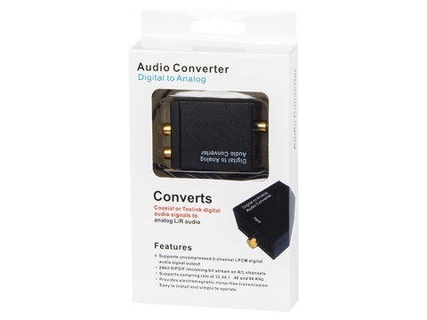 91-200# Konwerter optyczny toslink dac na 2xrca z zasilaczem 91-200# Konwerter optyczny toslink dac na 2xrca z zasilaczem