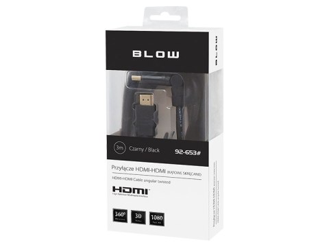 92-653# Przyłącze hdmi-hdmi black kątowe 3m skręcane 92-653# Przyłącze hdmi-hdmi black kątowe 3m skręcane