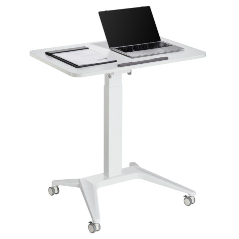 Mobilne biurko stolik na laptop Maclean, białe, pneumatyczna regulacja wysokości, 80x52cm, 8kg max, 109cm wys, MC-453W Mobilne biurko stolik na laptop Maclean, białe, pneumatyczna regulacja wysokości, 80x52cm, 8kg max, 109cm wys, MC-453W