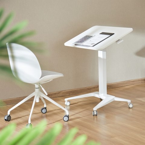 Mobilne biurko stolik na laptop Maclean, białe, pneumatyczna regulacja wysokości, 80x52cm, 8kg max, 109cm wys, MC-453W Mobilne biurko stolik na laptop Maclean, białe, pneumatyczna regulacja wysokości, 80x52cm, 8kg max, 109cm wys, MC-453W