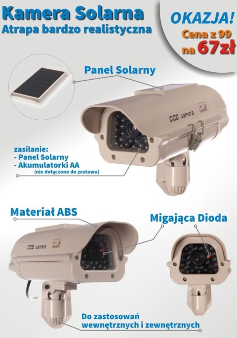 Atrapa kamery SOL1500 Solarna migająca dioda naklejka gratis Atrapa kamery SOL1500 Solarna migająca dioda naklejka gratis