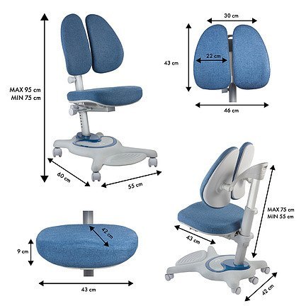 Krzesło ergonomiczne dla dzieci Ergo Office, regulowany zagłówek, regulowana wysokość, max 75kg, ER-484N Krzesło ergonomiczne dla dzieci Ergo Office, regulowany zagłówek, regulowana wysokość, max 75kg, ER-484N