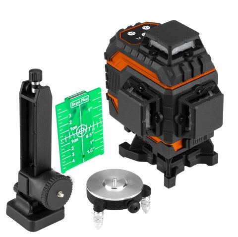 Laser 3D, 16 linii, zielony, walizka, tarcza celownicza, magnetyczny uchwyt, ładowarka Laser 3D, 16 linii, zielony, walizka, tarcza celownicza, magnetyczny uchwyt, ładowarka