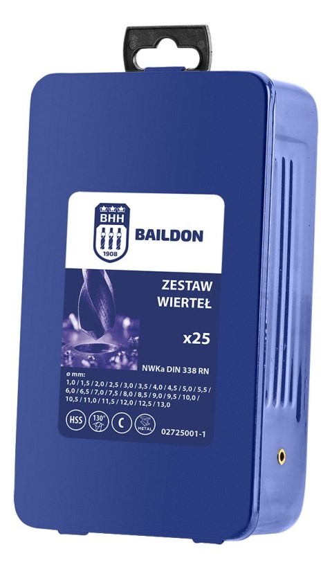 Komplet wierteł do stali i żeliwa NWKa M-25, 1,0-13,0 mm, szlifowane, HSS (25 szt.) Komplet wierteł do stali i żeliwa NWKa M-25, 1,0-13,0 mm, szlifowane, HSS (25 szt.)