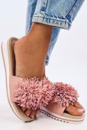 Sandał Klapki na koturnie z kwiatami RAGNES PINK - Inello Inello