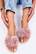 Sandał Klapki na koturnie z kwiatami RAGNES PINK - Inello Inello