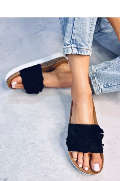 Sandał Klapki z kwiatami RIZZO BLACK - Inello Inello Sandał Klapki z kwiatami RIZZO BLACK - Inello Inello