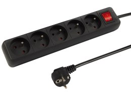 98-747# Przedłużacz sieciowy pr-570wsp 5-gniazd z uziemieniem+wyłącznik 3m czarny (3x1,5mm)