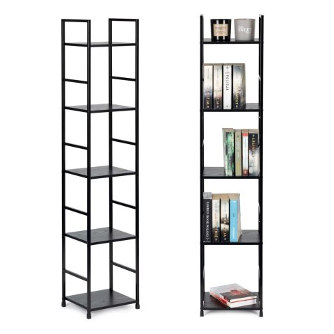 Regał drewniany nowoczesny metalowa rama LOFT 5 półek czarny ModernHome Regał drewniany nowoczesny metalowa rama LOFT 5 półek czarny ModernHome