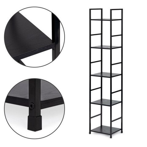 Regał drewniany nowoczesny metalowa rama LOFT 5 półek czarny ModernHome Regał drewniany nowoczesny metalowa rama LOFT 5 półek czarny ModernHome