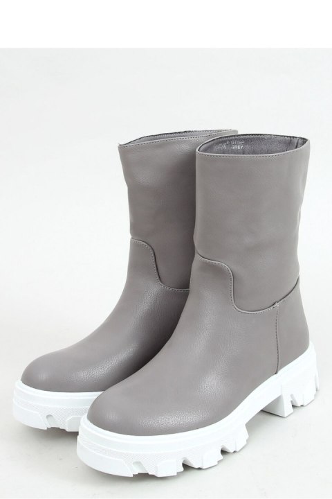 Botki z prostą cholewką szare QT19P GREY - Inello Inello Botki z prostą cholewką szare QT19P GREY - Inello Inello