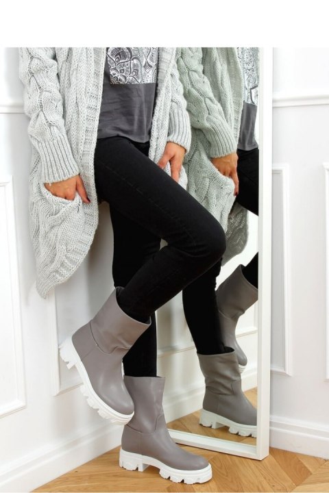 Botki z prostą cholewką szare QT19P GREY - Inello Inello Botki z prostą cholewką szare QT19P GREY - Inello Inello