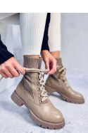 Botki ze sweterkową cholewką TIERR KHAKI - Inello Inello