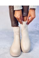 Botki z elastyczną cholewką DEMUS BEIGE - Inello Inello