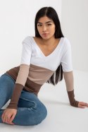 Bluzka Model RV-BZ-8429.18P White/Brown - Rue Paris Rue Paris
