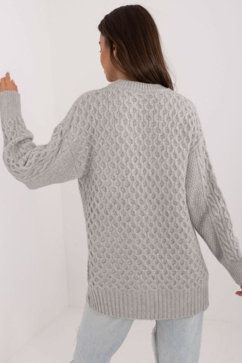 Sweter Damski Model AT-SW-23525.21 Grey - AT AT Sweter Damski Model AT-SW-23525.21 Grey - AT AT