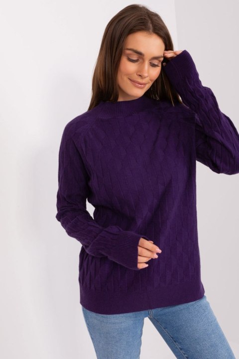 Sweter Damski Model AT-SW-2326.37X Dark Violet - AT AT Sweter Damski Model AT-SW-2326.37X Dark Violet - AT AT
