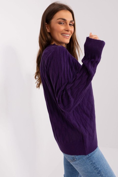Sweter Damski Model AT-SW-2326.37X Dark Violet - AT AT Sweter Damski Model AT-SW-2326.37X Dark Violet - AT AT