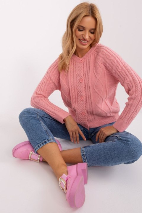 Sweter Damski Model AT-SW-2346-2.99P Light Pink - AT AT Sweter Damski Model AT-SW-2346-2.99P Light Pink - AT AT