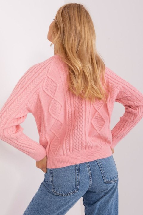 Sweter Damski Model AT-SW-2346-2.99P Light Pink - AT AT Sweter Damski Model AT-SW-2346-2.99P Light Pink - AT AT